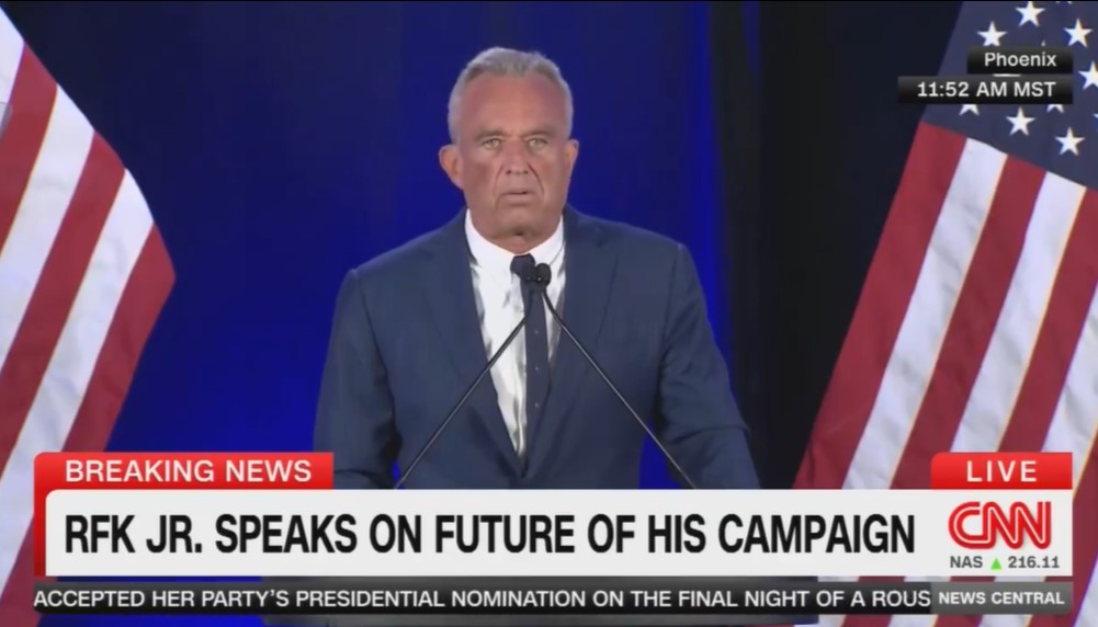 Robert F. Kennedy Jr. kończy kampanię i popiera Donalda Trumpa w wyborach 2024 Robert F. Kennedy Jr., CNN screen shot