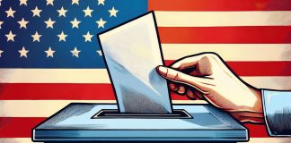 Wybory w Ameryce. Ważne kto będzie liczył głosy! * Urna do głosów i ręka wrzucająca głos