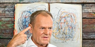 Tusk wypiera rzeczywistość. Premier z kredkami!